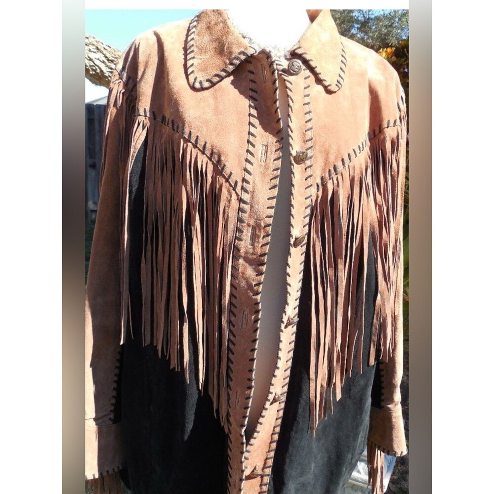 Vintage BOB MACKIE Suede Fringe western boho Jacket - Picture 4 of 16